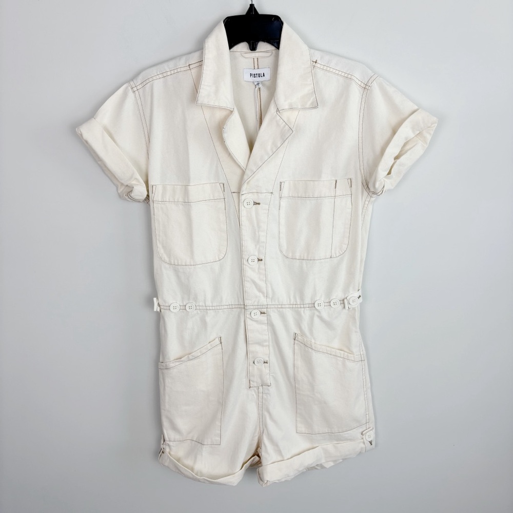 Pistola Parker Short Romper in Ecru Size S - Picture 2 of 11